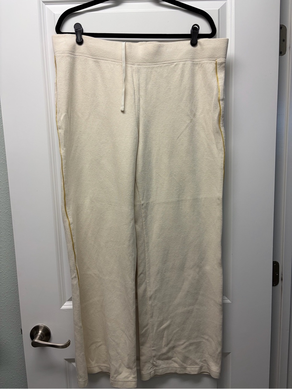 Lauren Ralph Lauren Cream Wide-Leg Track Pants with Gold Piping